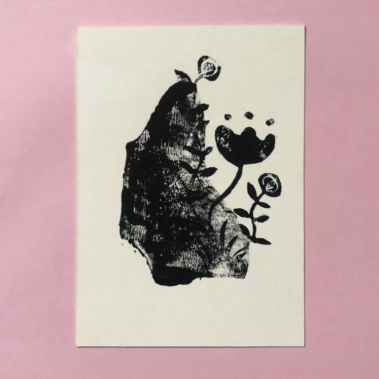 Carte de voeux fleur en gravure sur Lyon