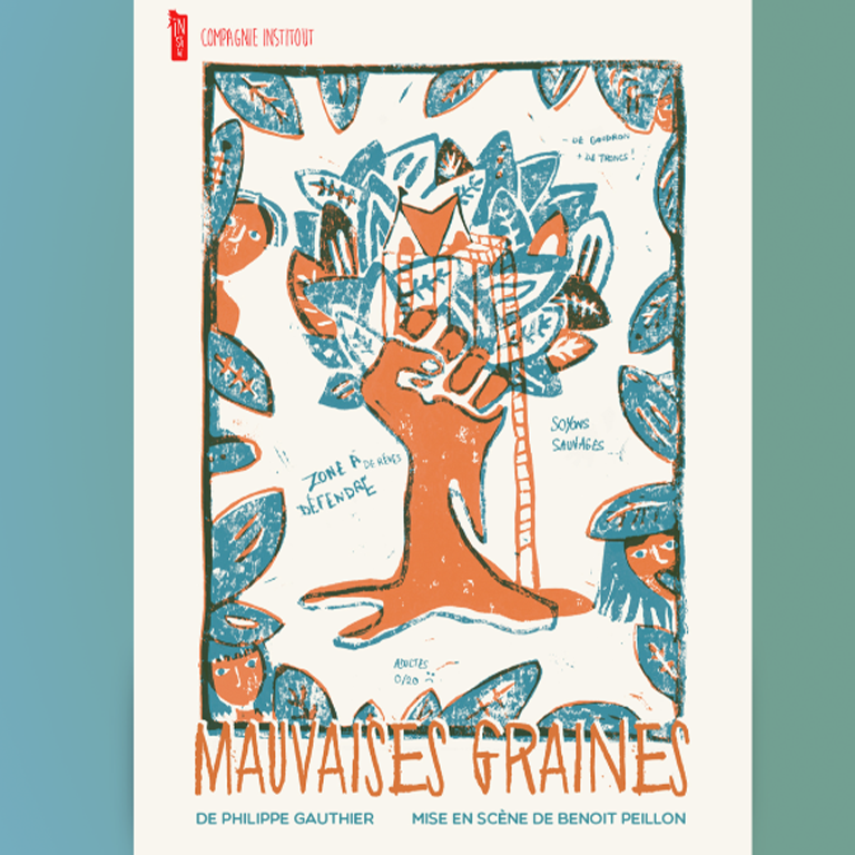 Affiche spectacle theatre linogravure
